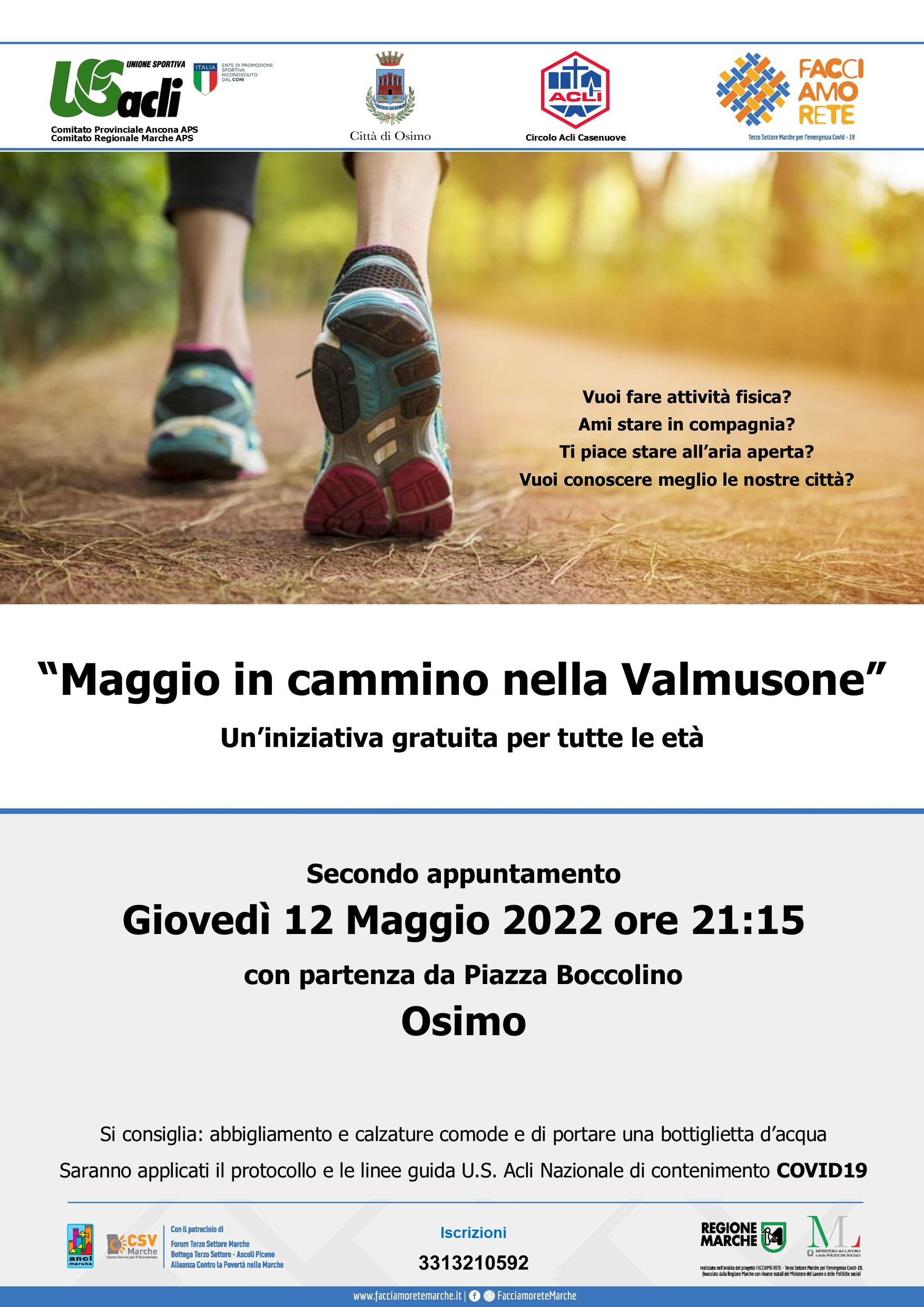 “Maggio in cammino nella Valmusone”: il 12 maggio appuntamento a Osimo 